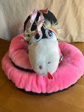 Vintage jumbo 4 ft pink snake stuffed animal plush made in Canada